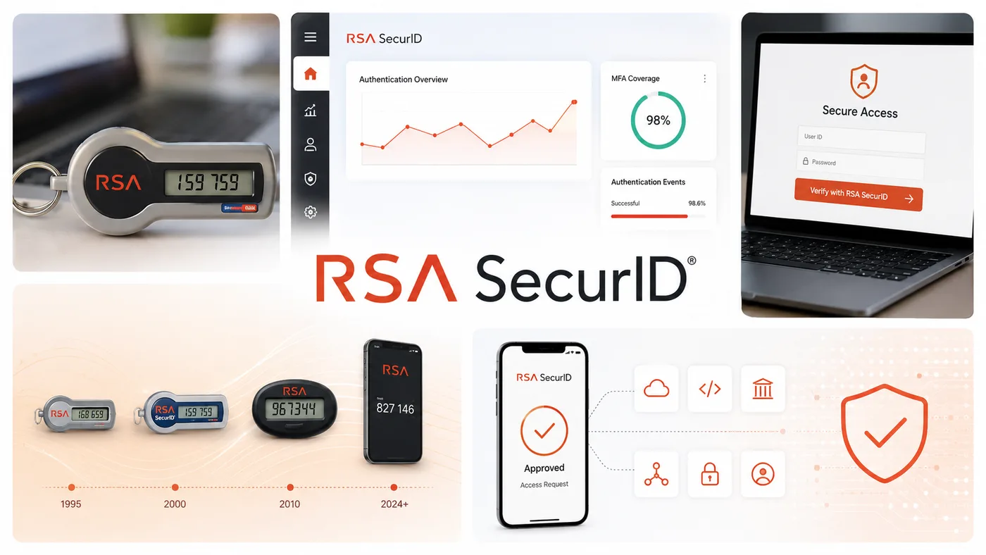 RSA SecurID: hardware tokens through the decades plus the modern SecurID authentication overview and approve-on-mobile flow.
